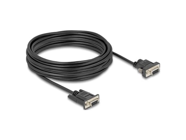 Delock - Seriell kabel - DB-9, DC-jack 5,5 x 2,1 mm (hona) till DB-9 (hona) - 3 A - 10 m - stödjer RS-232 seriellt gränssnitt, tumskruvar - svart