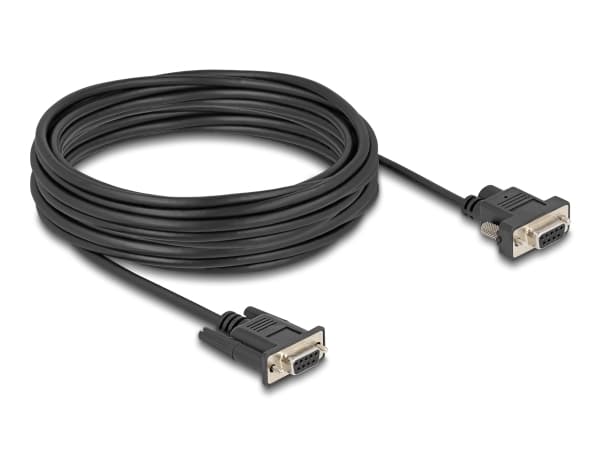 Delock - Seriell kabel - DB-9, DC-jack 5,5 x 2,1 mm (hona) till DB-9 (hona) - 3 A - 10 m - stödjer RS-232 seriellt gränssnitt, tumskruvar - svart