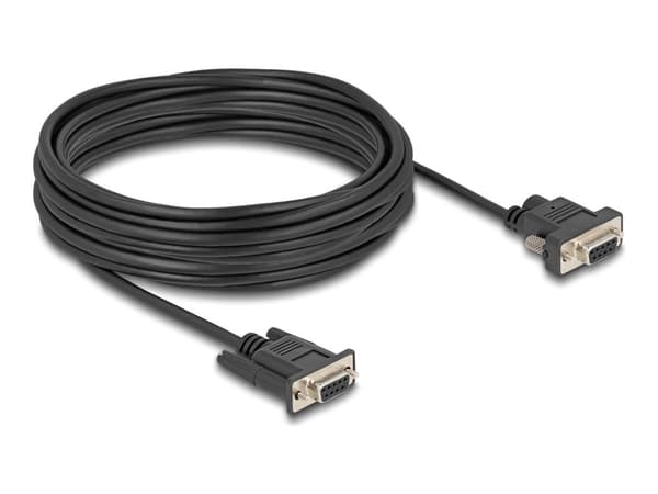 Delock - Seriell kabel - DB-9, DC-jack 5,5 x 2,1 mm (hona) till DB-9 (hona) - 3 A - 10 m - stödjer RS-232 seriellt gränssnitt, tumskruvar - svart