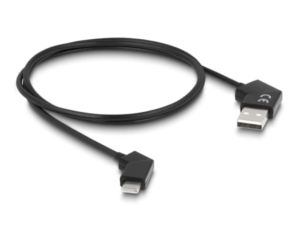Delock - USB-kabel - USB (hane) vinklad till 24 pin USB-C (hane) vinklad - USB 2.0 - 20 V - 3 A - 1.2 m - snabbladdning, roterbara kontakter - svart
