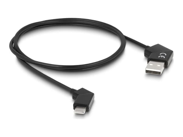Delock - USB-kabel - USB (hane) vinklad till 24 pin USB-C (hane) vinklad - USB 2.0 - 20 V - 3 A - 1.2 m - snabbladdning, roterbara kontakter - svart
