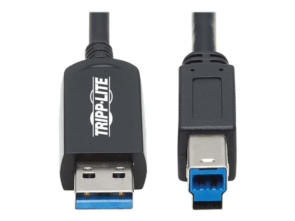 Eaton Tripp Lite Series USB 3.2 Gen 1 Plenum-Rated Fiber Active Optical Cable (AOC) - A/B M/M, Black, 20 m - USB-kabel - USB-type A (hann) til USB Ty