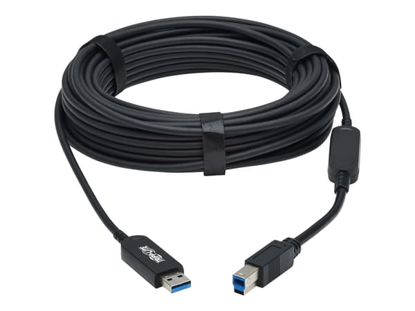 Eaton Tripp Lite Series USB 3.2 Gen 1 Plenum-Rated Fiber Active Optical Cable (AOC) - A/B M/M, Black, 20 m - USB-kabel - USB-type A (hann) til USB Ty