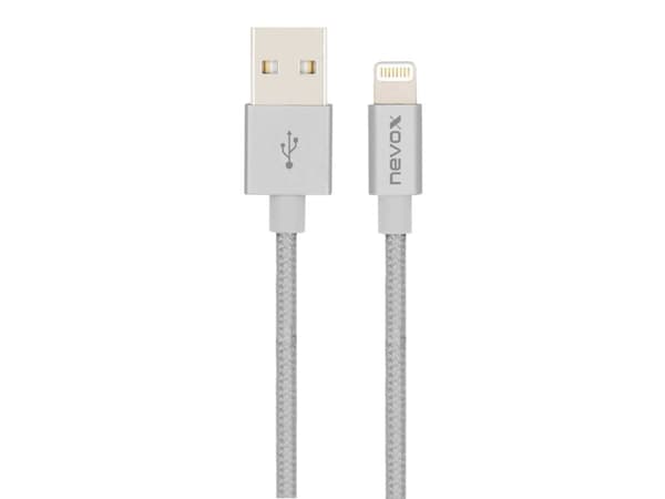 nevox 1530, 2 m, Lightning, USB A, Harmaa, Hopea, Suora, Suora