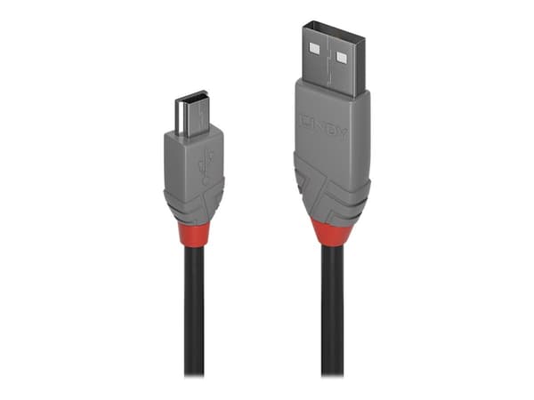 Lindy Anthra Line - USB-kabel - USB (han) til mini-USB type B (han) - USB 2.0 - 5 m - rund - sort