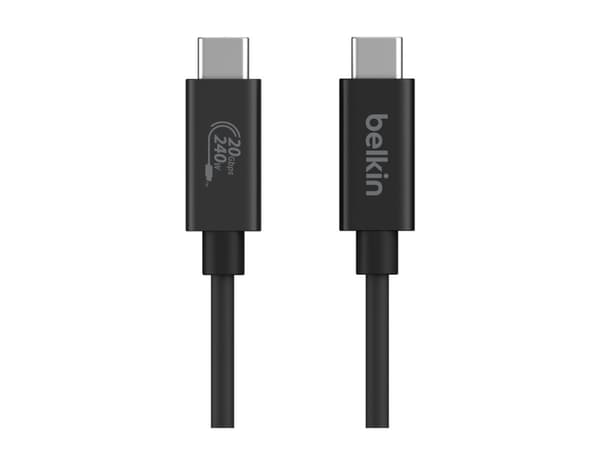 Belkin - USB-kabel - 24 pin USB-C (hann) til 24 pin USB-C (hann) - USB 2.0 / USB 3.0 / USB 3.2 / USB 4.0 /Thunderbolt 3 / Thunderbolt 4 - 2 m - USB P