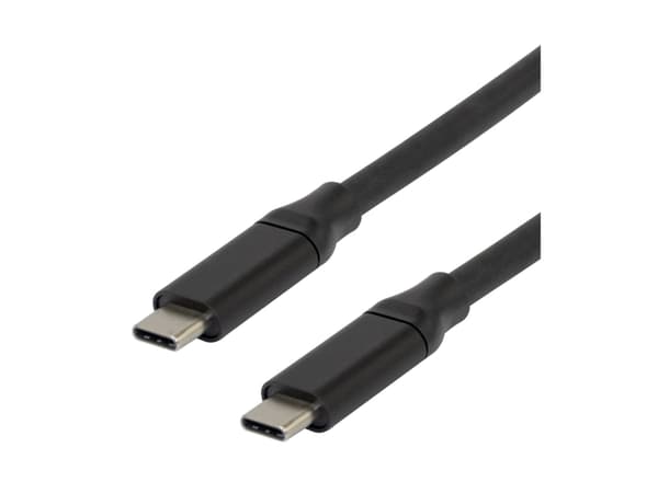 DELTACO - USB-kabel - 24 pin USB-C (hane) till 24 pin USB-C (hane) - USB 3.1 Gen 1 - 20 V - 3 A - 5 m - stöd för DP Alt-läge, 8K30Hz stöd, upp till 5