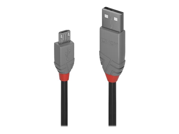 Lindy Anthra Line - USB-kabel - USB (han) til Micro-USB Type B (han) - USB 2.0 - 3 m - rund - sort
