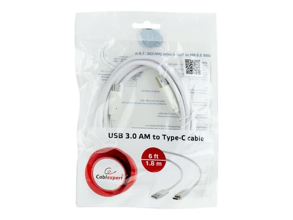 Cablexpert - USB-kabel - USB typ A (hane) till 24 pin USB-C (hane) - USB 3.1 - 3 A - 1.8 m - formpressad - vit