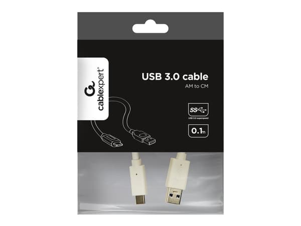 Gembird CCP-USB3-AMCM-W-0.1M, 0,1 m, USB C, USB A, USB 3.2 Gen 1 (3.1 Gen 1), 600 Mbit/s, Valkoinen
