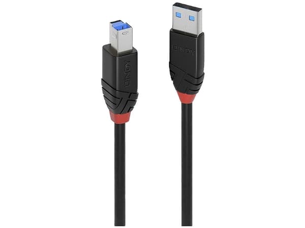 Lindy 43227, 10 m, USB A, USB B, USB 3.2 Gen 1 (3.1 Gen 1), 5 Gbit/s, Svart