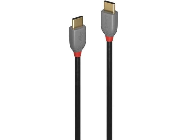Lindy 36871, 1 m, USB C, USB C, USB 2.0, 480 Mbit/s, musta, harmaa