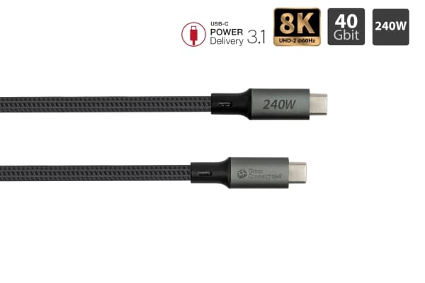 Good Connections USB 4.0 Gen. 3x2-kabel 40GBit/s 240W 8Ka60Hz USB-C hann til - <p>Med den høykvalitets og USB-IF-sertifiserte USB 4.0 Gen. 3x2-kabele