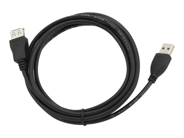 Gembird 1.8m USB 2.0 A M/FM, 1,8 m, USB A, USB A, USB 2.0, Hane/Hona, Svart