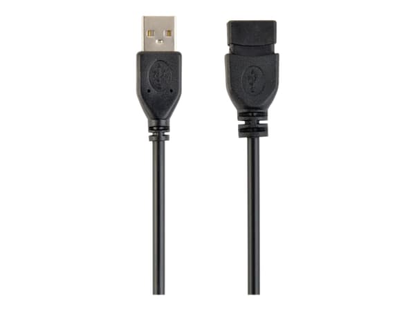 Gembird 1.8m USB 2.0 A M/FM, 1,8 m, USB A, USB A, USB 2.0, Hane/Hona, Svart