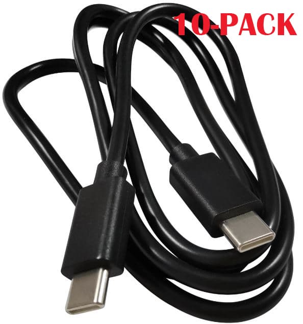 10-PACK Kabel USB-C - USB-C, 3A, 1m, Sort
