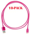 Miniatyrbilde 1 av 2: 10-PACK kabel USB-A - USB-C 2,4A, 1 m, rosa