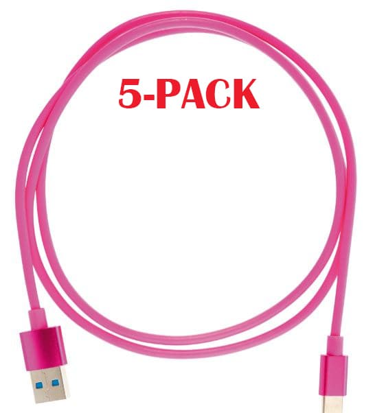 5-PAKKAUS USB-A - USB-C 2.4A, 1m, vaaleanpunainen 5-PAKKAUS USB-A - USB-C 2.4A, 1m, vaaleanpunainen