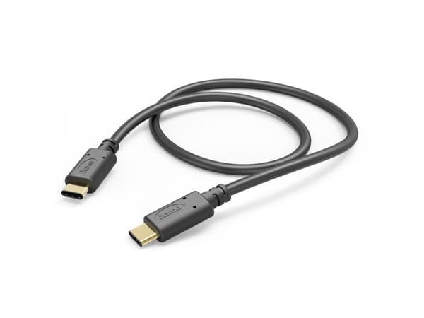 Hama Essential Line - USB-kabel - 24 pin USB-C (hann) til 24 pin USB-C (hann) - USB 2.0 - 20 V - 3 A - 1.5 m - kveilet seksjon - svart