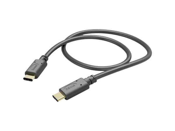 Hama Essential Line - USB-kabel - 24 pin USB-C (hann) til 24 pin USB-C (hann) - USB 2.0 - 20 V - 3 A - 1.5 m - kveilet seksjon - svart