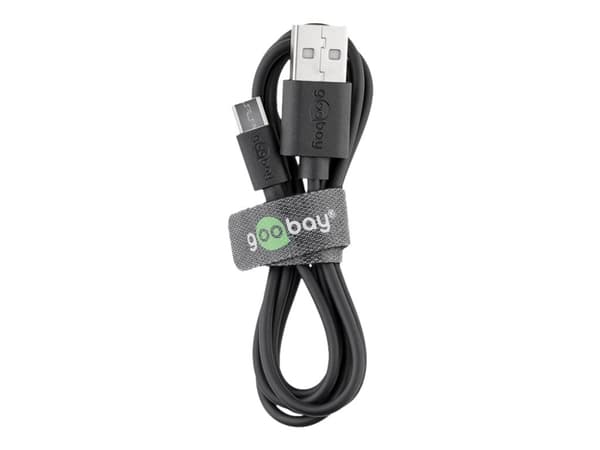 goobay - USB-kabel - mikro-USB typ B (hane) till USB (hane) - USB 2.0 - 5 V - 1.5 A - 50 cm - svart