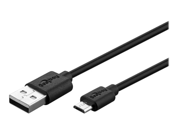 goobay - USB-kabel - mikro-USB typ B (hane) till USB (hane) - USB 2.0 - 5 V - 1.5 A - 50 cm - svart