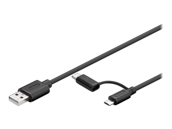 goobay 2in1 - USB-kabel - USB (hane) till mikro-USB typ B, 24 pin USB-C - USB 2.0 - 2.1 A - 1 m - reversibla kontakter