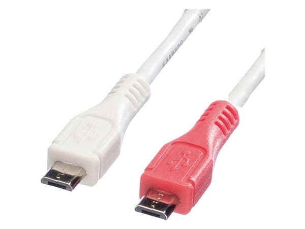 Value 11.99.8307, 0,3 m, Micro-USB B, Micro-USB B, USB 2.0, Hane/Hane, Vit
