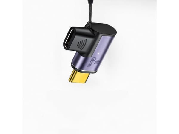 MicroConnect - USB-adapter - 24 pin USB-C (hane) magnetisk till 24 pin USB-C (hona) vinklad - USB4 Gen2x2 - svart, silver