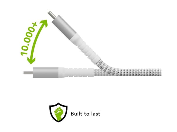 dbramante1928 re-charge - USB-kabel - USB (hann) til 24 pin USB-C (hann) - USB 2.0 - 2.5 m - flettet kabel, opptil 36 W kraftoverføring, 100 % resirk