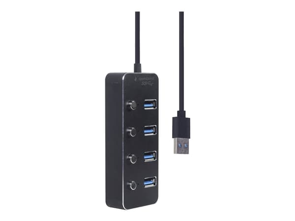 Gembird - Hubb - powered, with switches, black - 4 x USB 3.1 Gen 1 - skrivbordsmodell