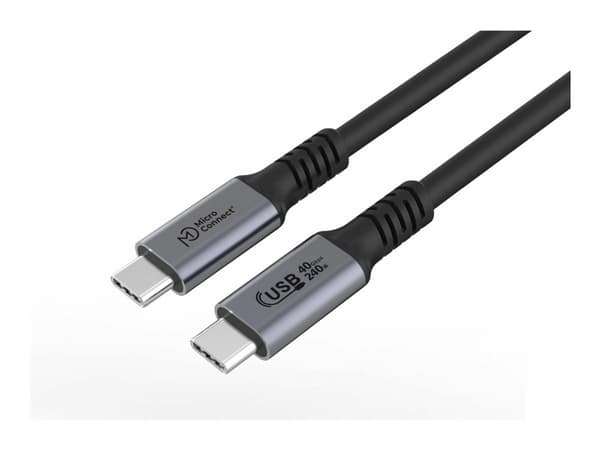 MicroConnect - USB-kabel - 24 pin USB-C (hane) till 24 pin USB-C (hane) - USB4 Gen3x2 - 48 V - 5 A - 2 m - upp till 40 Gbps dataöverföringshastighet,
