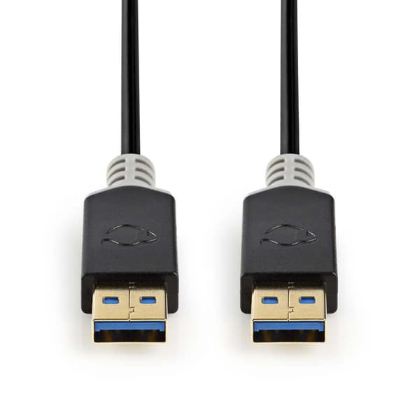 Nedis USB-kabel | USB 3.2 Gen 1 | USB-A Han | USB-A Han | 5 Gbps | Gull belagt | 2.00 m | Rund | PVC | Antrasitt | Boks