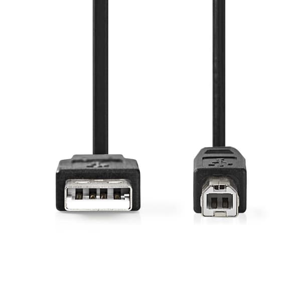 Nedis USB-kabel | USB 2.0 | USB-A Han | USB-B han | 480 Mbps | Nikkelplateret | 2.00 m | Runde | PVC | Sort | Box