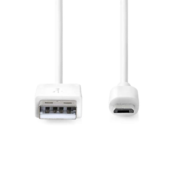 Nedis USB-kabel | USB 2.0 | USB-A Hane | USB Micro-B Hane | 480 Mbps | Nickelplaterad | 2.00 m | Rund | PVC | Vit | Låda
