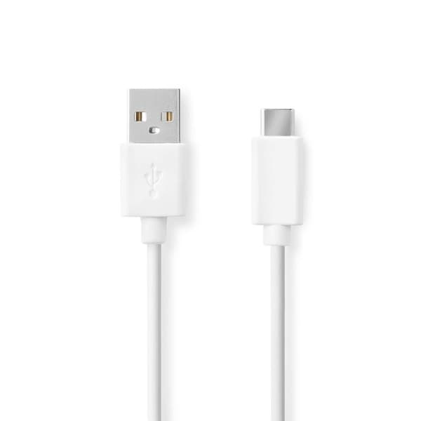Nedis USB kaapeli | USB 2.0 | USB-A Uros | USB-C™ Uros | 60 W | 480 Mbps | Niklattu | 1.00 m | Pyöreä | PVC | Valkoinen | Laatikko