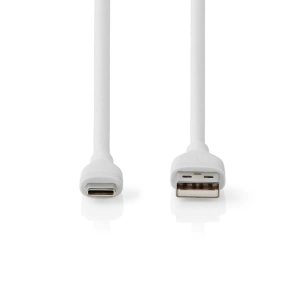 Nedis USB-kabel | USB 2.0 | USB-A Han | USB-C™ Han | 15 W | 480 Mbps | Nikkelplateret | 1.50 m | Runde | Silikone | Hvid | Box