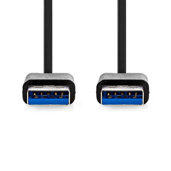 Nedis USB-kabel | USB 3.2 Gen 1 | USB-A Hane | USB-A Hane | 5 Gbps | Nickelplaterad | 2.00 m | Rund | PVC | Svart | Låda