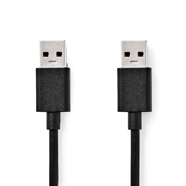 Nedis USB-kabel | USB 3.2 Gen 1 | USB-A Hane | USB-A Hane | 5 Gbps | Nickelplaterad | 2.00 m | Rund | PVC | Svart | Låda