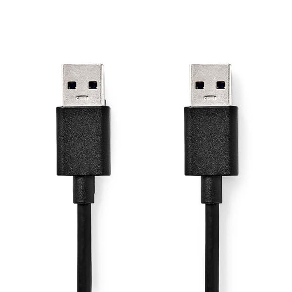 Nedis USB-kabel | USB 3.2 Gen 1 | USB-A Hane | USB-A Hane | 5 Gbps | Nickelplaterad | 2.00 m | Rund | PVC | Svart | Låda