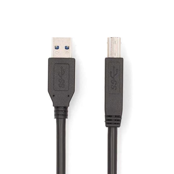 Nedis USB-kabel | USB 3.2 Gen 1 | USB-A Hane | USB-B Hane | 5 Gbps | Nickelplaterad | 2.00 m | Rund | PVC | Svart | Låda