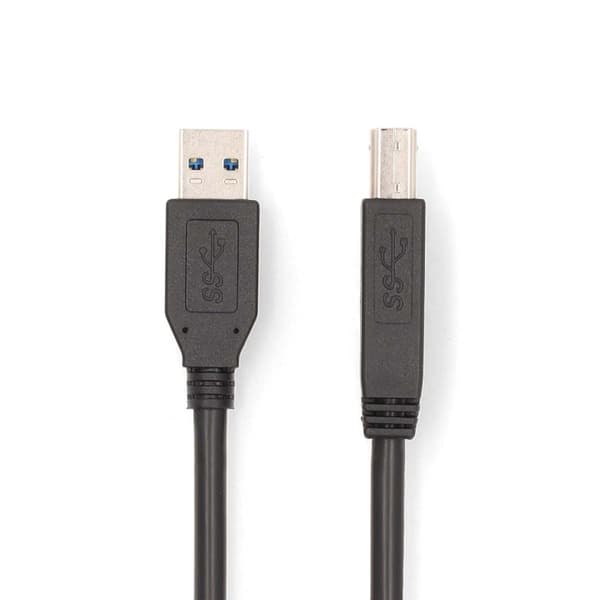 Nedis USB-kabel | USB 3.2 Gen 1 | USB-A Hane | USB-B Hane | 5 Gbps | Nickelplaterad | 2.00 m | Rund | PVC | Svart | Låda