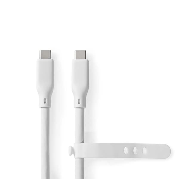 Nedis USB-kabel | USB 3.2 Gen 1 | USB-C™ Han | USB-C™ Han | 60 W | 4K@60Hz | 5 Gbps | Nikkelplateret | 1.50 m | Runde | Silikone | Hvid | Box