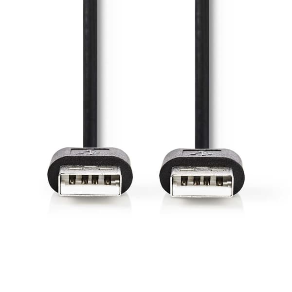 Nedis USB-kabel | USB 2.0 | USB-A Hane | USB-A Hane | 480 Mbps | Nickelplaterad | 2.00 m | Rund | PVC | Svart | Label
