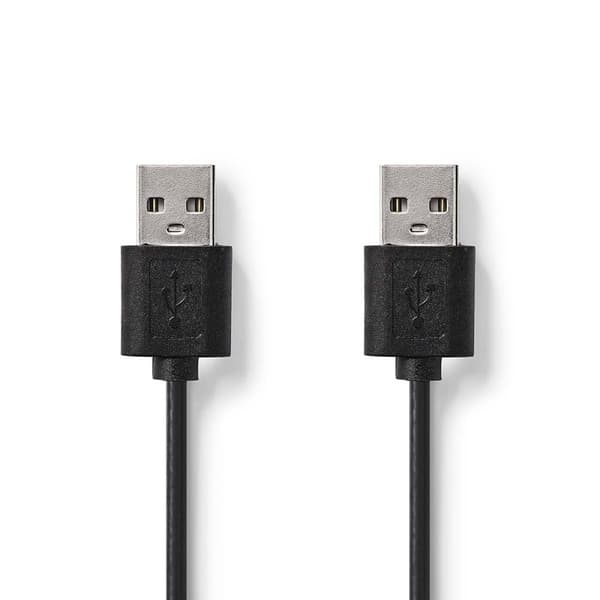 Nedis USB-kabel | USB 2.0 | USB-A Hane | USB-A Hane | 480 Mbps | Nickelplaterad | 2.00 m | Rund | PVC | Svart | Label