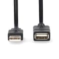 Miniatyrbillede 3 af 4: Nedis USB-kabel | USB 2.0 | USB-A Han | USB-A Hun | 480 Mbps | Nikkelplateret | 1.00 m | Runde | PVC | Sort | Label