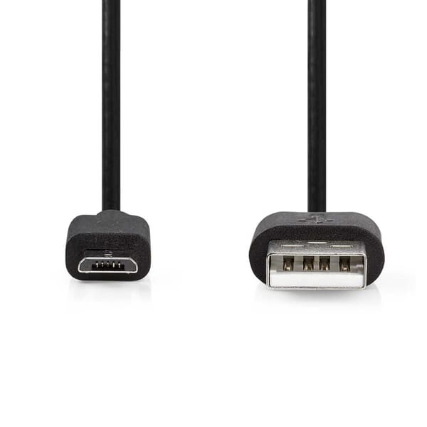 Nedis USB-kabel | USB 2.0 | USB-A Hane | USB Micro-B Hane | 11 W | 480 Mbps | Nickelplaterad | 2.00 m | Rund | PVC | Svart | Label