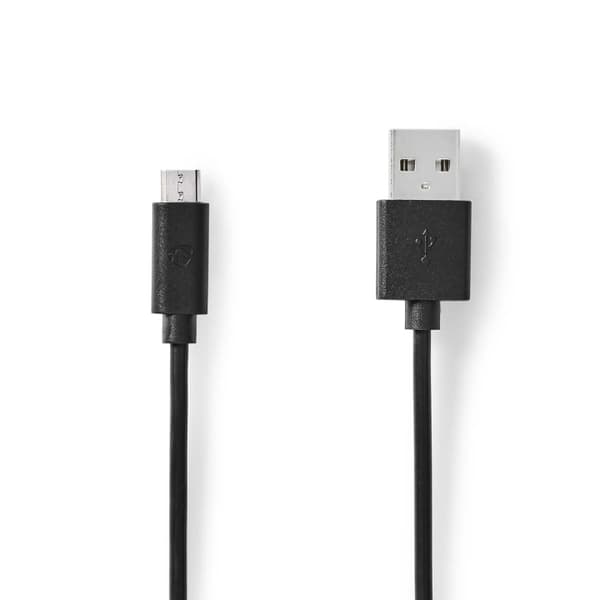 Nedis USB-kabel | USB 2.0 | USB-A Hane | USB Micro-B Hane | 11 W | 480 Mbps | Nickelplaterad | 2.00 m | Rund | PVC | Svart | Label
