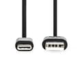 Miniatyrbild 3 av 4: Nedis USB-kabel | USB 2.0 | USB-A Hane | USB-C™ Hane | 15 W | 480 Mbps | Nickelplaterad | 2.00 m | Rund | PVC | Svart | Label