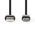 Miniatyrbild 3 av 4: Nedis USB-kabel | USB 2.0 | USB-A Hane | USB-C™ Hane | 5 W | 480 Mbps | Nickelplaterad | 1.00 m | Rund | PVC | Svart | Label